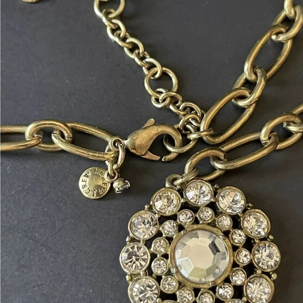 J Crew Statement crystal bling Rhinestone Layered circle necklace